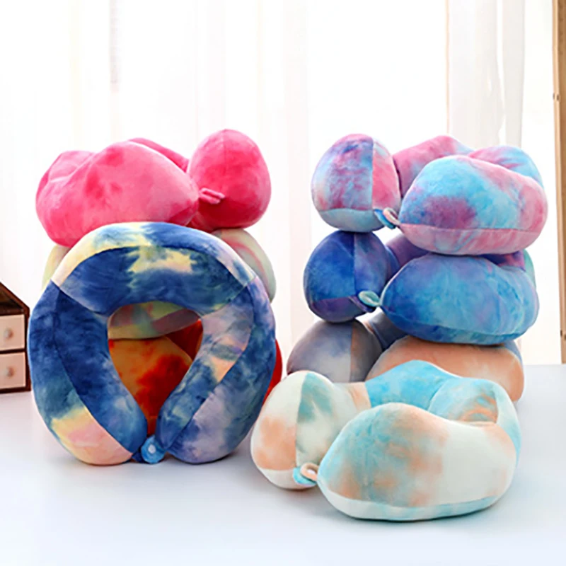 Cartoon Travel Car Neck Pillow Tie-dye Pillows New Neck Pillow U-shaped Soft Pillow