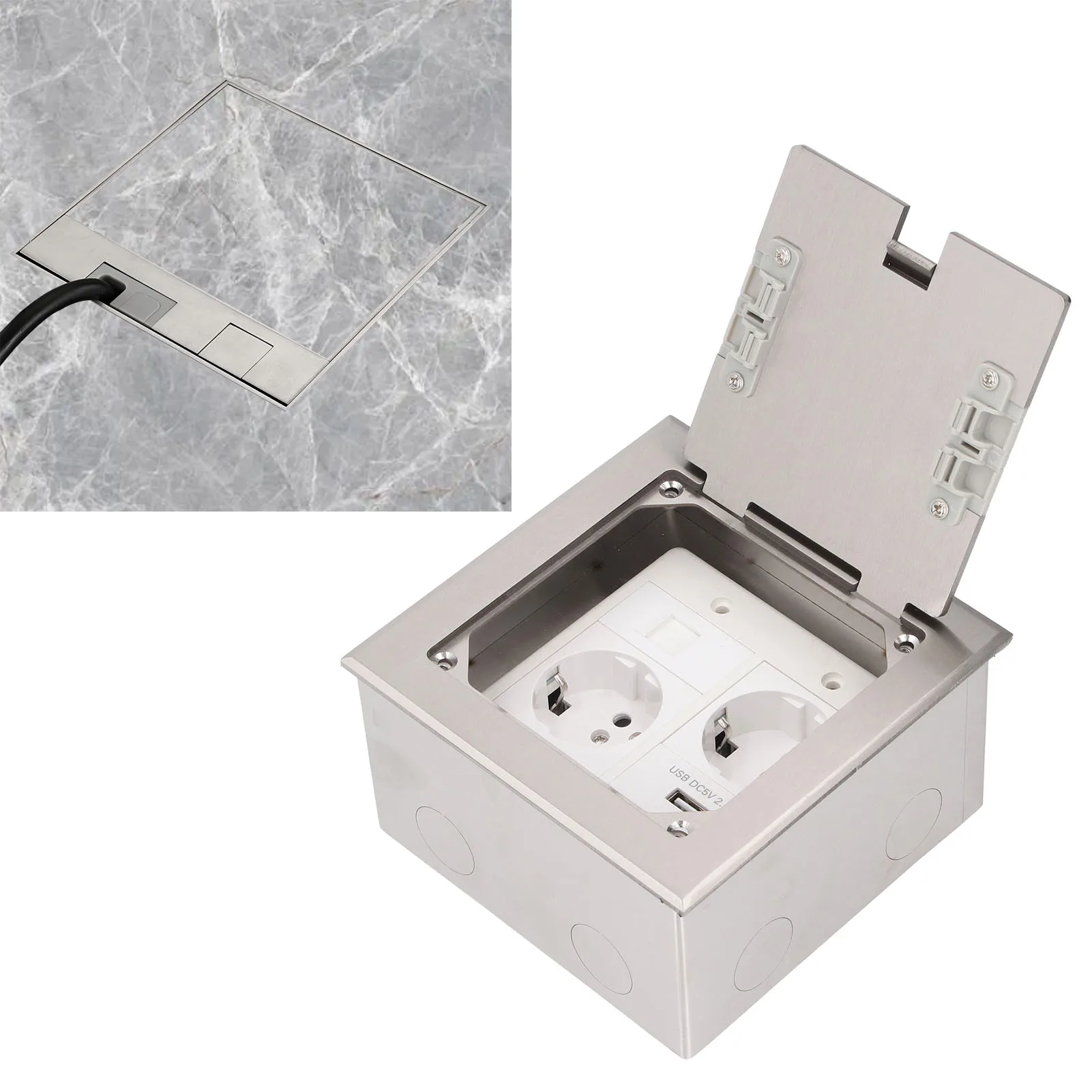 

Recessed Floor Outlet 2500W 16A 2 Sockets 1 USB 1 Computer Port Embedded Floor Power Outlet Embedded Floor Outlet