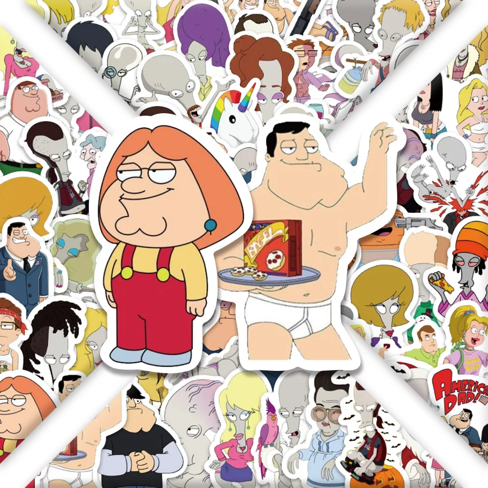 60 Stück amerikanischer Papa! Aufkleber Cartoon PVC Aufkleber Spielzeug DIY Dekoration Wasserdicht Skateboard Gepäck Telefon Kühlschrank Auto Geschenke