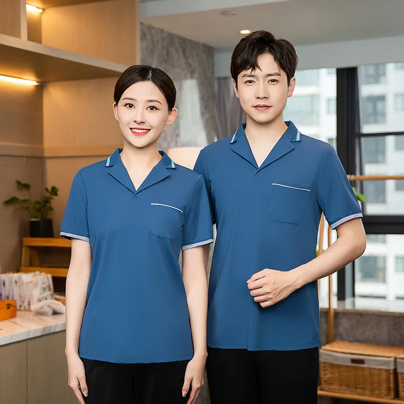 

Short-sleeved summer workwear for cleaning staffTShirt Hotel room service staff uniform