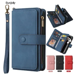 Sunjolly 15 Card Phone Case for Samsung Galaxy S25 Ultra S24 Plus S24 FE S23 S22 S21 Ultra S20FE Pink Wallet Leather Cover Cases