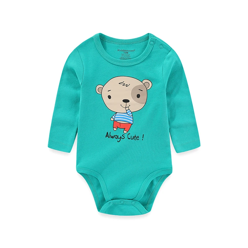 Kiddiezoom Spring Autum1 PCS Cartoon Long Sleeve Baby Boy Girl Bodysuits Soft 100%Cotton Newborn Onesies Infant Clothes