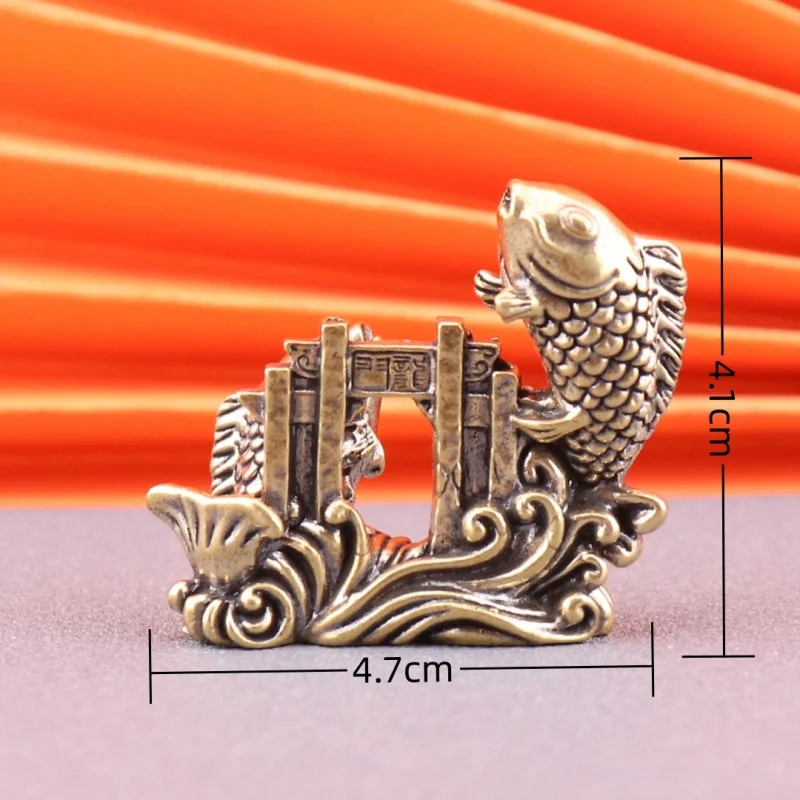 Brass Leaping Carp Gold Ranking Title Retro Home Decoration Office Desk Surface Panel Tea Ornaments