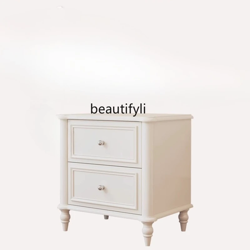 

A36 French solid wood bedside table, bedroom light luxury high-end small apartment, bedside side cabinet, cream wind new model