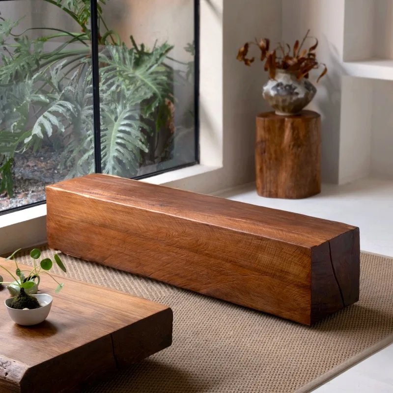 

Log bench retro old clothing store display stool home change shoe stool shopping mall rest bench solid wood pier