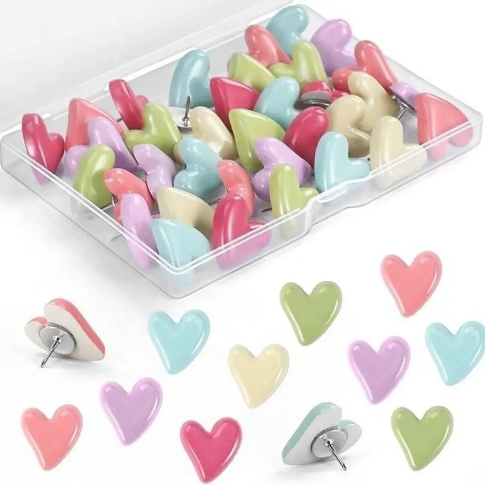 Portable 3D Irregular Heart Shape Pushpins Macaron Creative Thumb Tacks DIY with Box Board Thumbtack Photo Wall Decor
