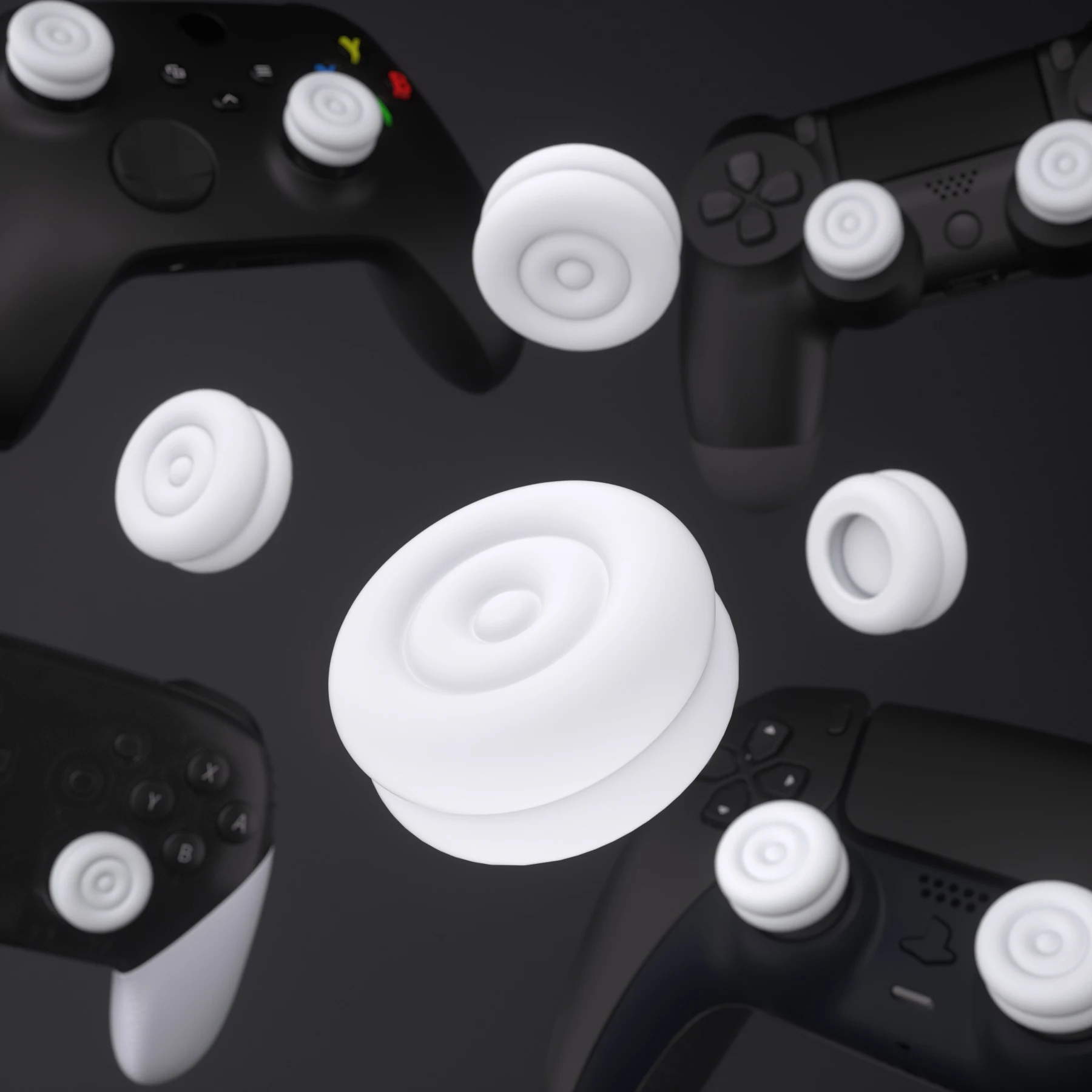 PlayVital White Cushion Caps Thumb Grips for ps5/4, for Xbox Series X/S, for Xbox One, Elite Series 2, for Switch Pro Controller