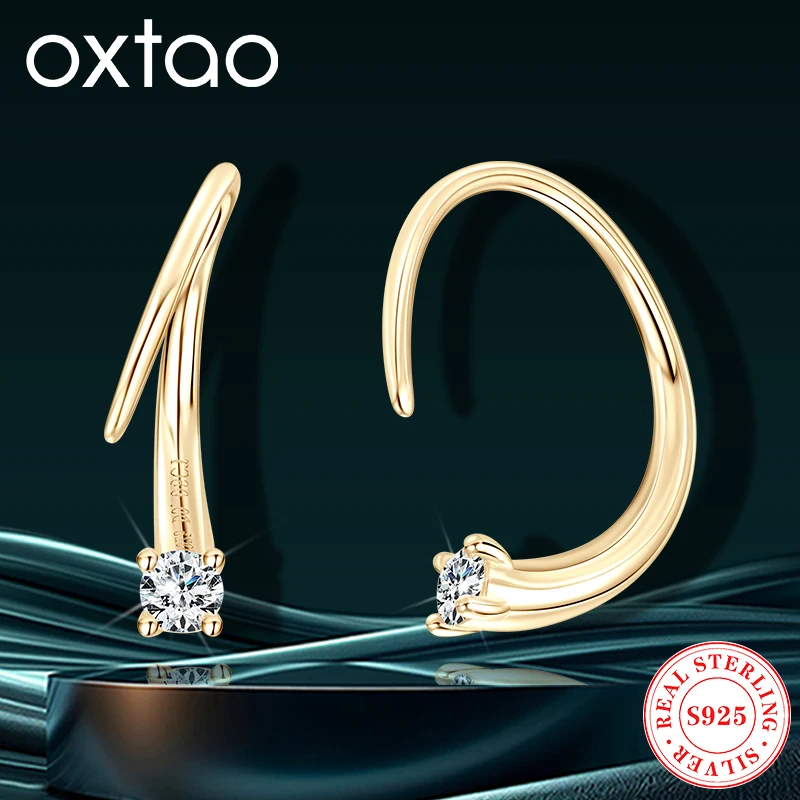 

OXTAO 2,5 мм Роскошные серьги-клипсы из муассанита, оригинальные серьги-кольца из белого золота с покрытием 925 пробы для вечеринки, рождественские украшения