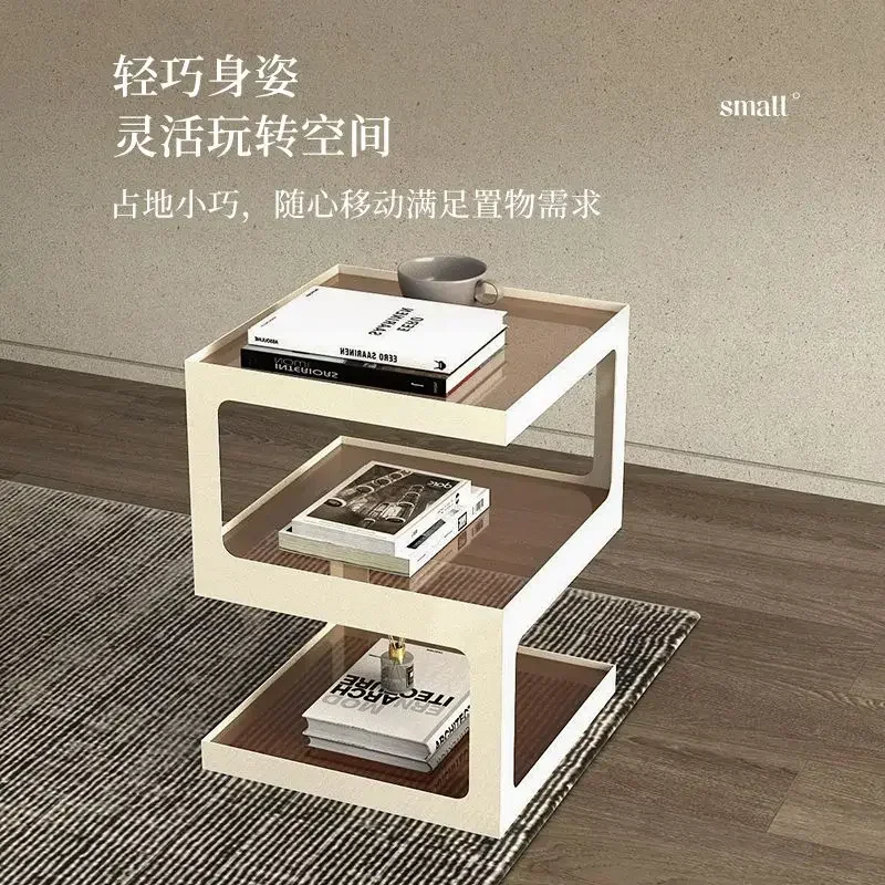 Light Luxury Creative Bedside Table Modern Simplicity Living Room Sofa Side Cabinet Shelf Tempered Glass  Bedside Cabinet Locker