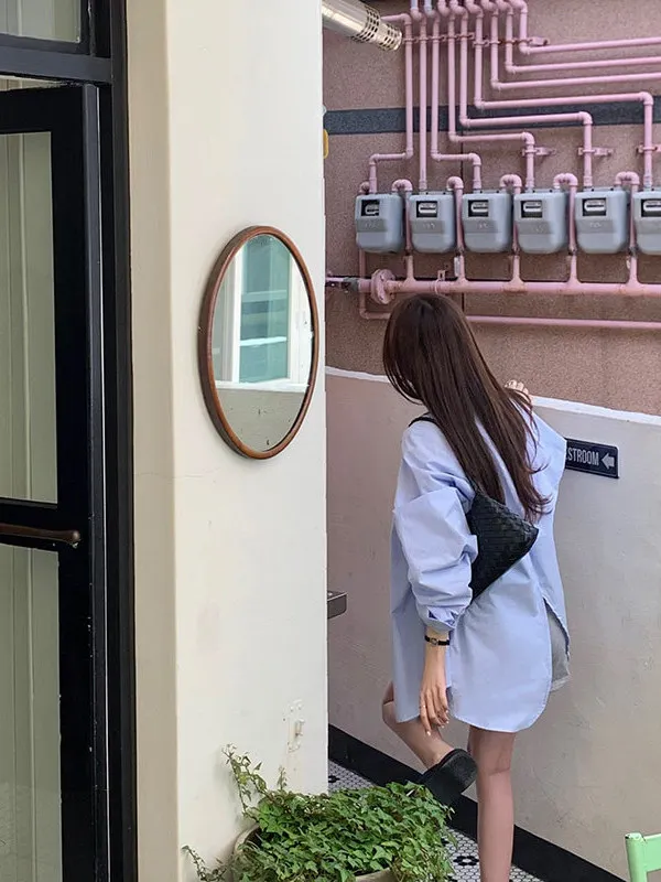 

Slim Fit Thin Casual irt Women's Loose Long Sve Sun Protection Outerwear Lazy Sle Open Split Busin Commute Sle