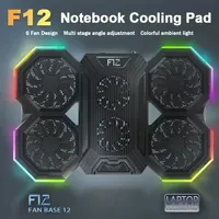 F12 Laptop Cooler Base Stand 2600rpm Foldable Notebook Cooling Pad 6 Gear Adjustable Computer Cooler for 12-21'' Tablet Notebook