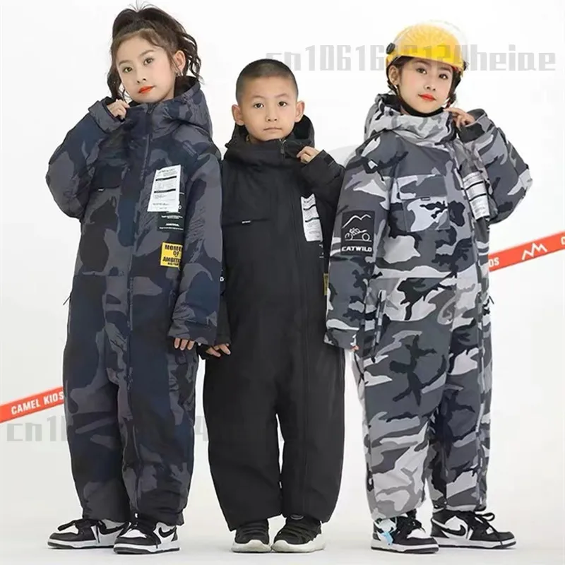 

Electric Motorcycle Windproof Suits Warm Winter Children's Waterproof One-piece Thickened Motorcycle Snowmobile Jackets