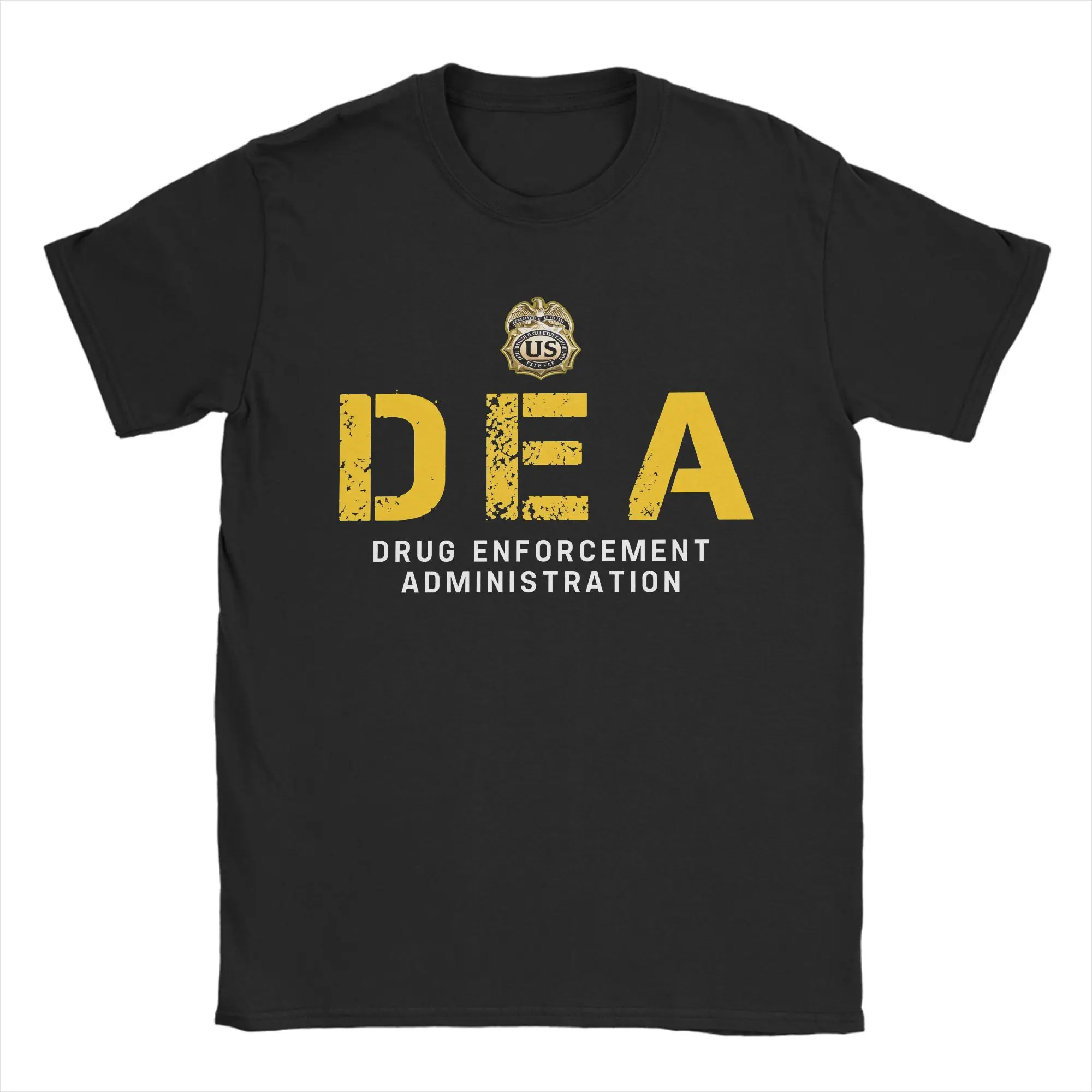 Funny DEA US Federal Interdiction Agency Police T-Shirts for Men Round Collar Pure Cotton T Shirt Short Sleeve Tees Clothes