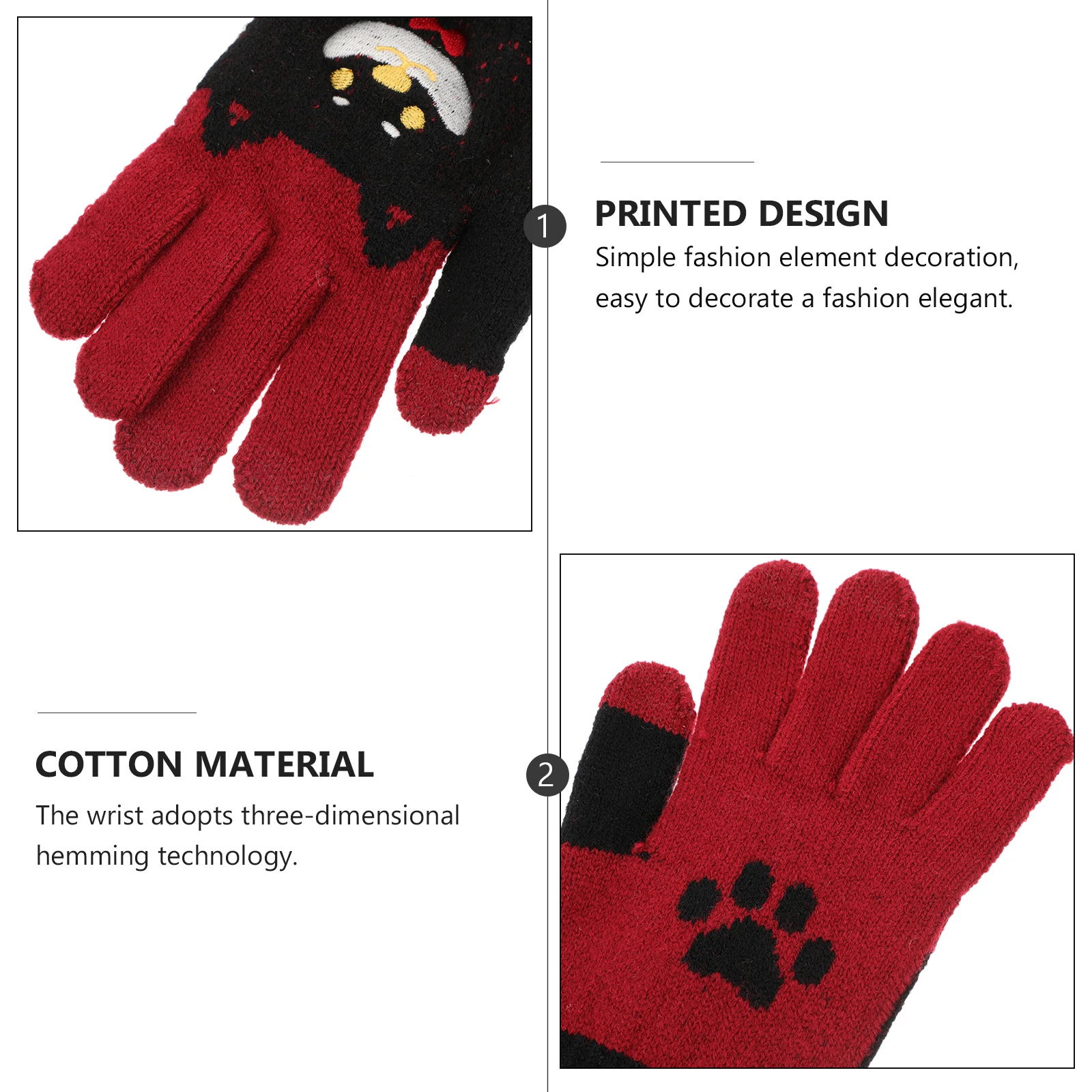 

Touch Screen Gloves Cartoon Student Prom Yarn Knitting Wool Winter Warm Fully 3D Wrapping Technology Personalized Patterns