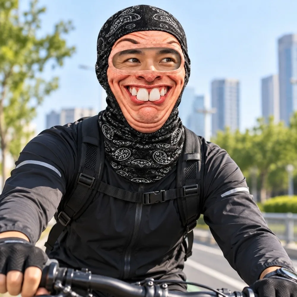 New Thin Thick Optional Cycling Neck Gaiter Funny Breathable Full Face Mask Sun Protection Elastic Helmet Liner Hood Outdoor