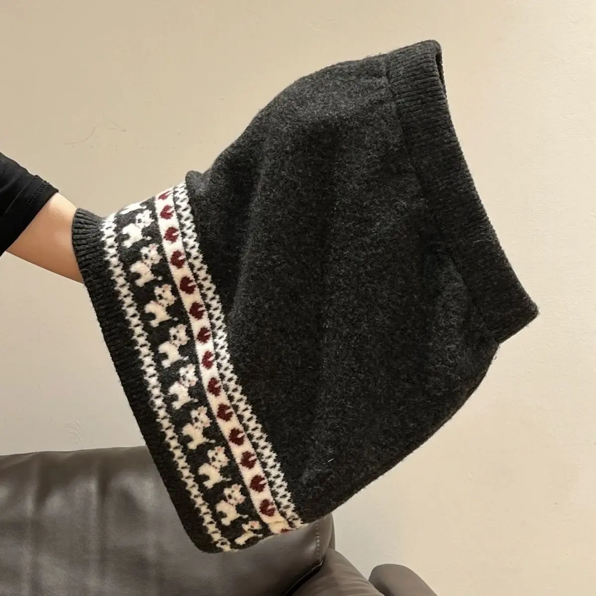 

Jacquard elastic waist knitted skirt women's 2025 autumn and winter slim and thin high waist A-word hip skirt