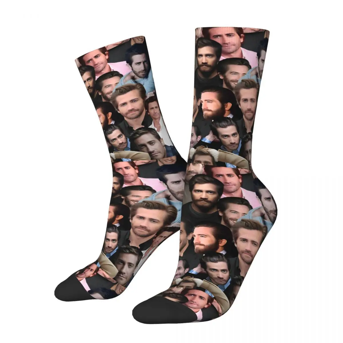 Jake Gyllenhaal Stockings Men's photo collage Socks High Quality Fashion Socks Winter Skateboard Non Skid Graphic Socks Gift