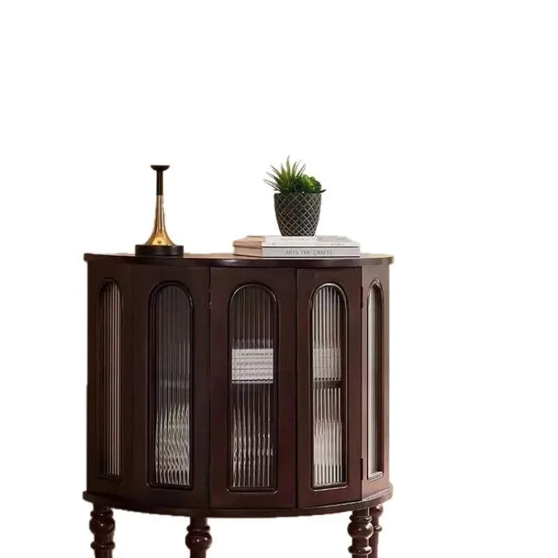 

Entrance French medieval side cabinet semicircular corridor sofa living room shelf retro solid wood end decorative cabinet