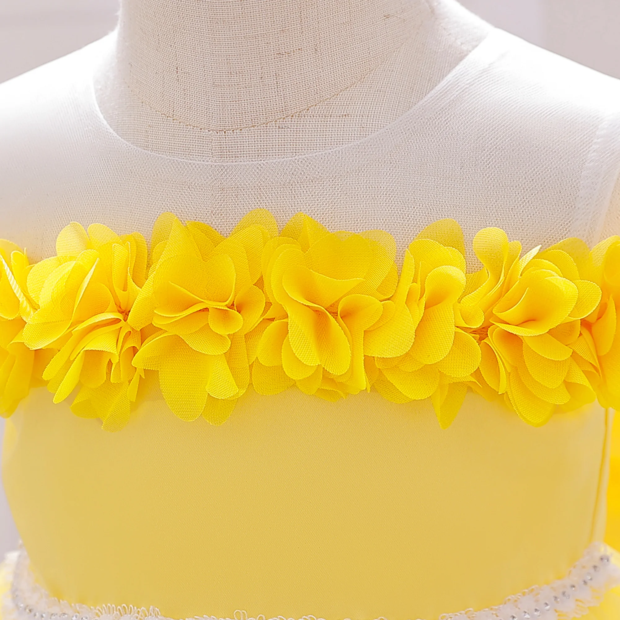 Summer Flower Party Baby Girls Dress Elegant Tailed Tulle 1st Birthday Wedding Princess Dress Bow Baptism Bridemaid Kids Clothes