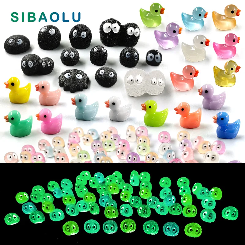 Luminous Briquettes Elfs Black Ball Sprite Duck Figurine Home Decor Glowing Miniature Fairy Garden Decoration Accessories Modern