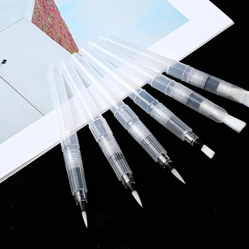 6 قطع من أقلام فرشاة الألوان المائية - فرشاة طلاء مائية قابلة لإعادة الملء، فرشاة مائية ناعمة للرسم، قلم رصاص ملون قابل للذوبان في الماء