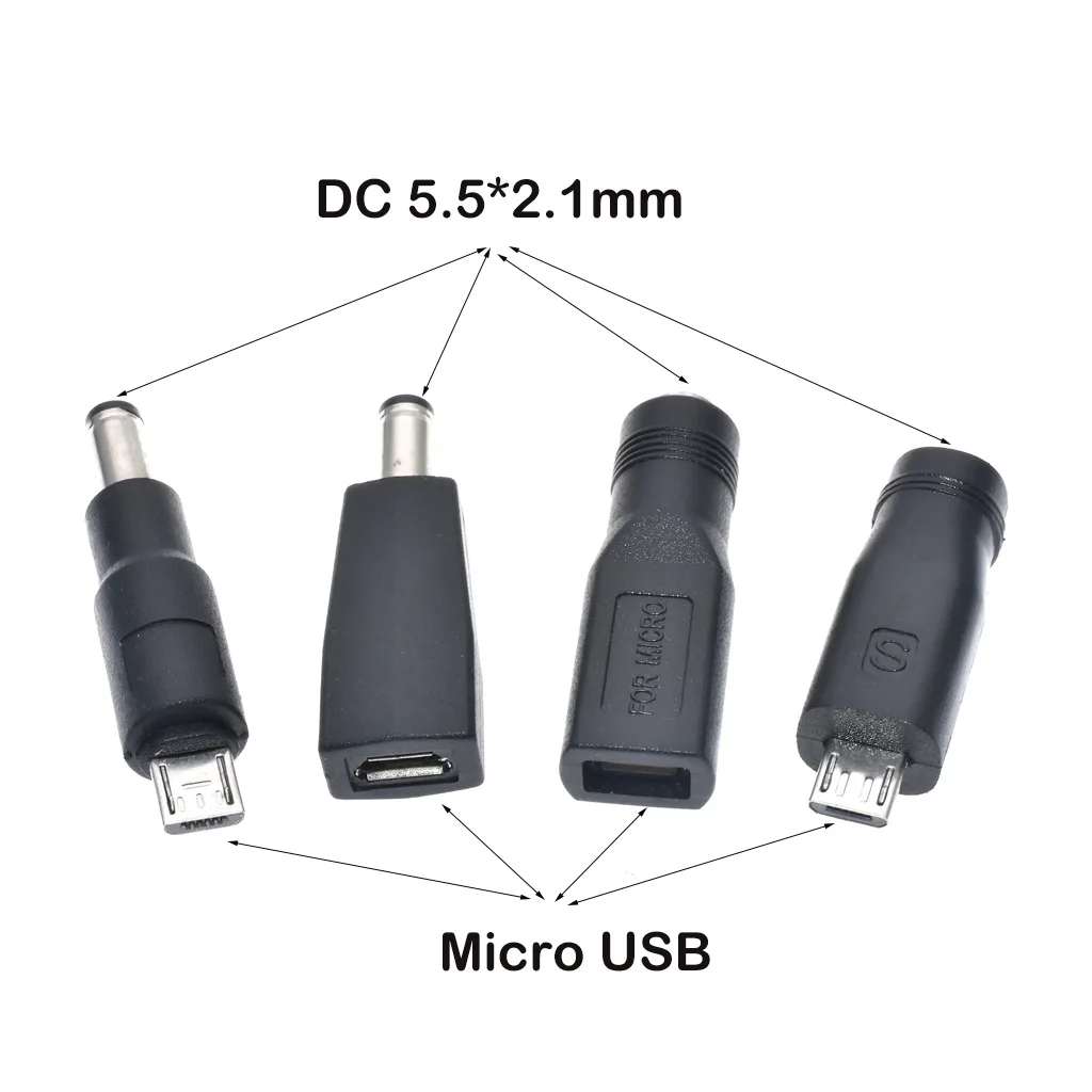 1pcs Type C / Tablet Micro USB 2.0 to DC 5.5x2.1 mm Power Jack Adapter Plug USB C to DC 5.5*2.1 mm Power Connector Adapter 5V