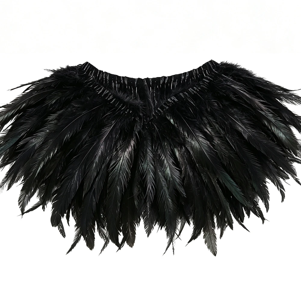 1/2/4Pcs Black Feather Shawl Cape Soft Fluffy Gothic Halloween Devil Angel Cosplay Scarf for Women Girls Party Stage Carnival