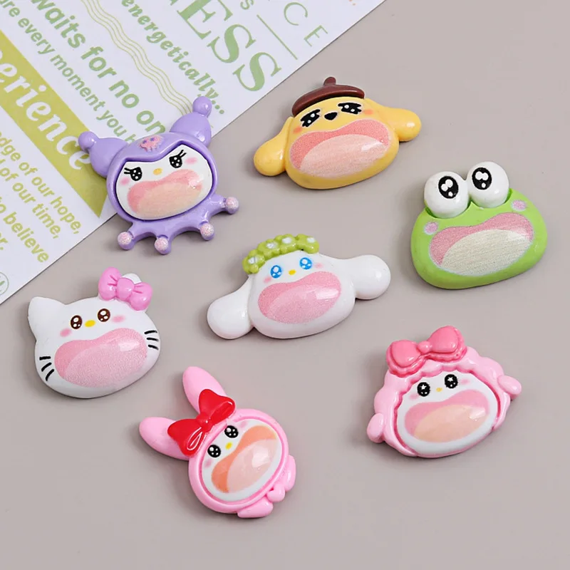 5 Stück Lachen süße Sanrio Happy Series Harz Flatback DIY Schmuck Materialien handgemachte Handyhülle Junk Charms Haarnadel Zubehör