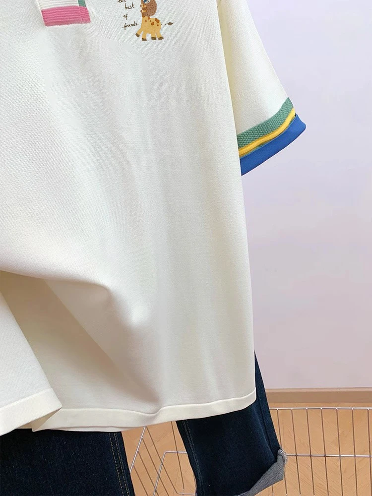 Faionable  Ne ort Sve T-irt Loose Fit Slimming Versatile Summer Top for Men And Women Age Defng Color Blo