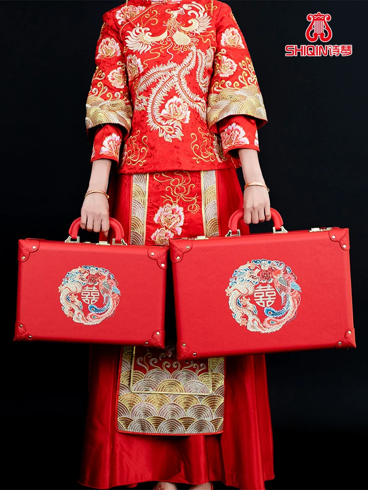 Red   leather box, bride's dowry