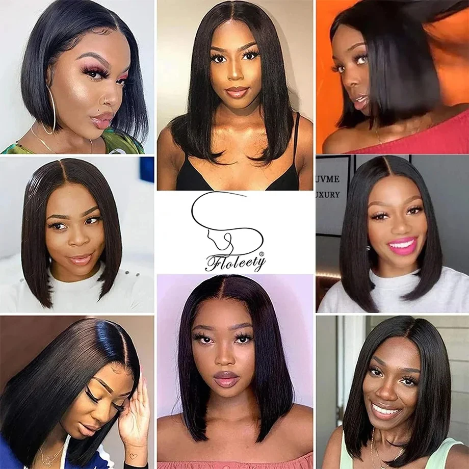 220% 밀도 밥 가발 스트레이트 100% 인모 레이스 프론트 가발 14인치 13x4 밥 브라질 레미 헤어 프리 플러킹 레이스 프론트 가발