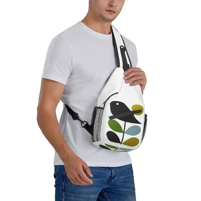 

Abstract Kiely Bird Sling Crossbody Backpack Custom Mid Century Scandinavian Shoulder Chest Bag for Travel Hiking Daypack