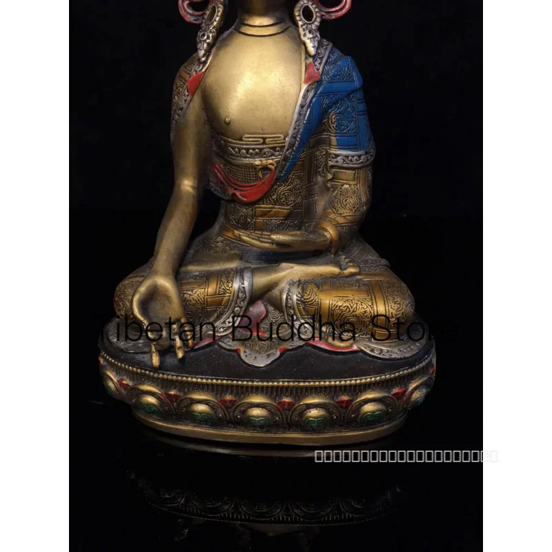 Imagem -03 - Chapéu de Cobre Puro Coroa Shakyamuni Buda Estátua Tantra Tibetano Iluminação Buda Tathagata Buda Ornamento 21cm Nepalês