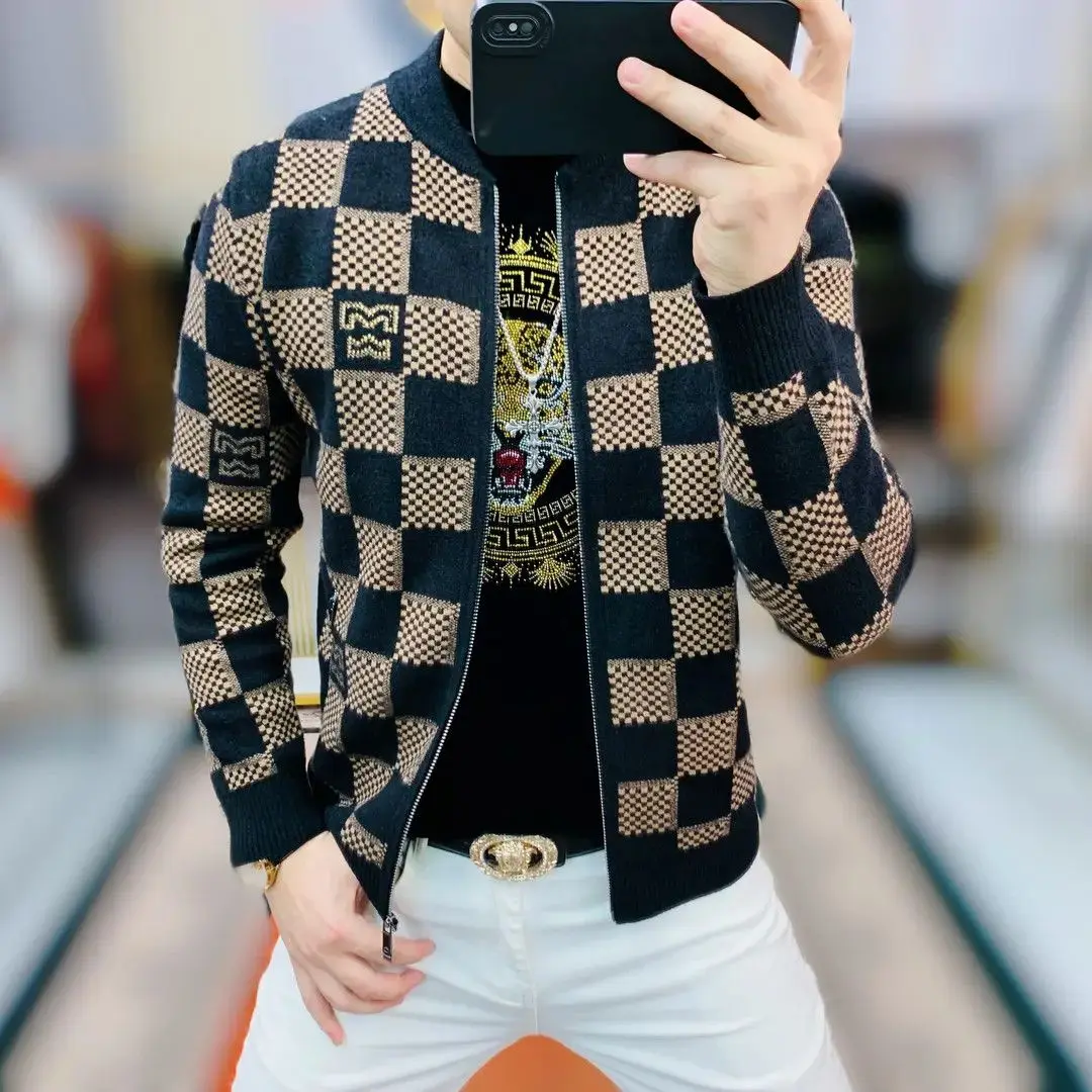 

High Quali Knitted Men's Sweater 2025 New Sle Fce Anti-pilling Colorfast Slim Fit Outerwear Faionable Cardigan