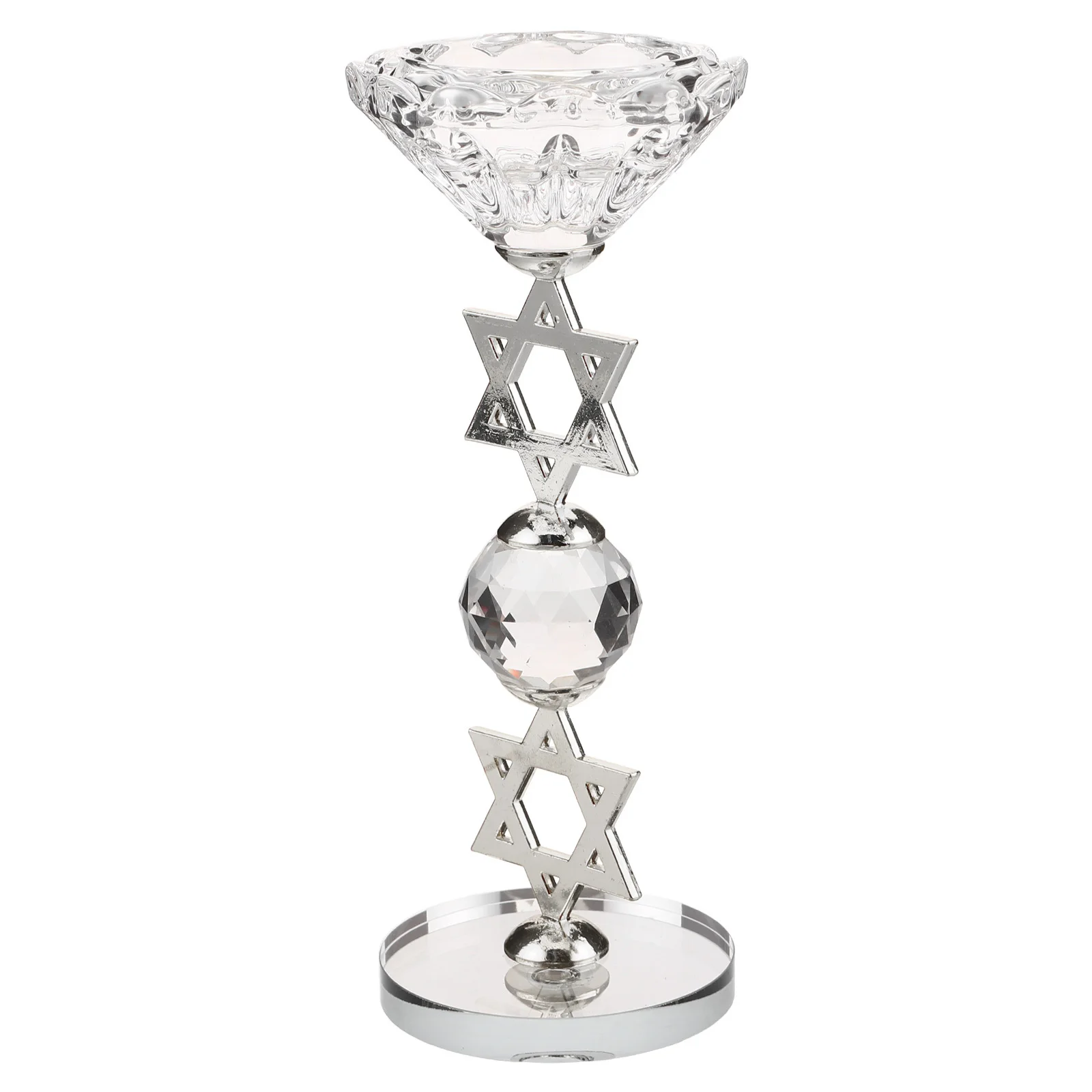 

Decorative Crystal Stick Holder for Pillar Candles Six Pointed Star Hanukkah Holder Tabletop Desktop Ornament