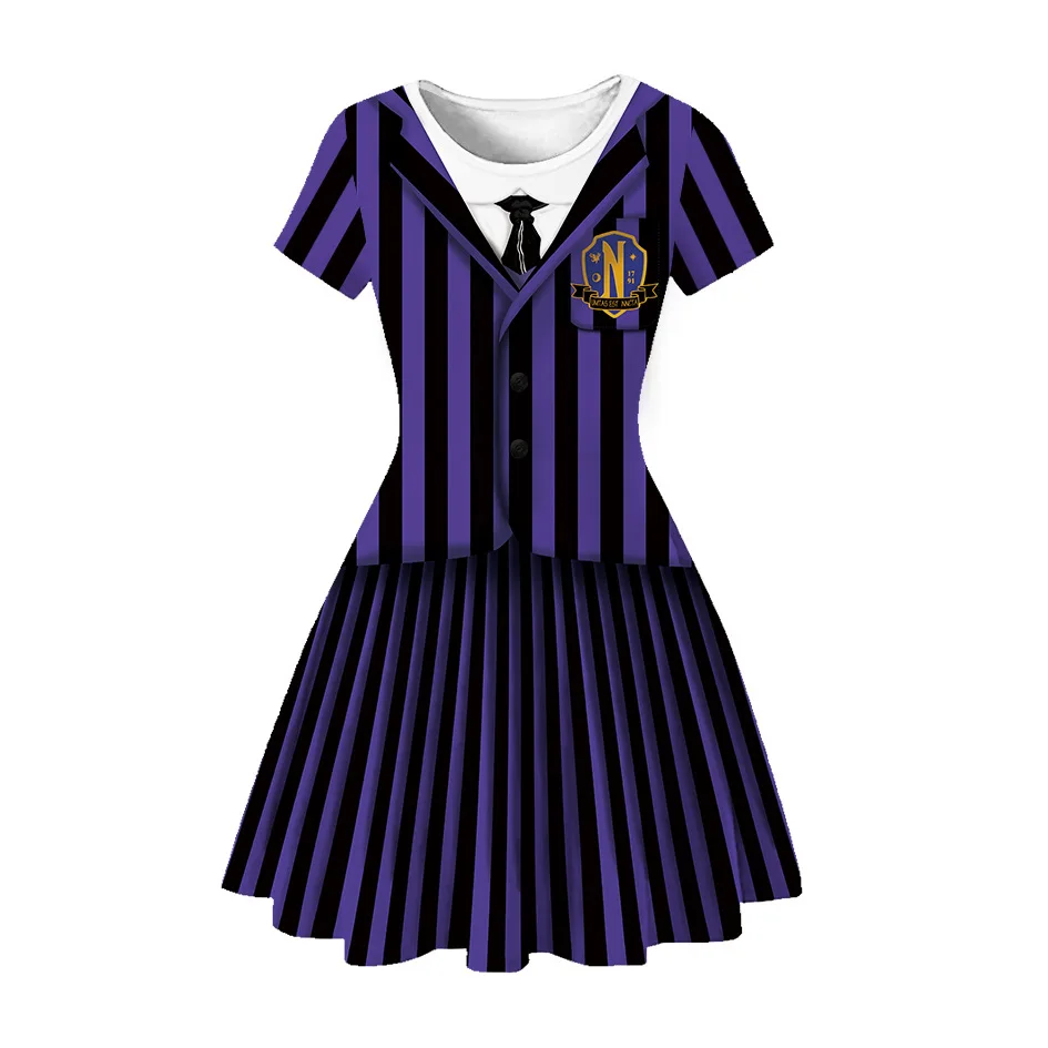 

Movie Wednesday Cosplay Addams Costume Children Skirt Nevermore JK Uniform Dress Vestidos Kids Girls Halloween Carnival Party