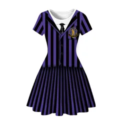 Movie Wednesday Cosplay Addams Costume Children Skirt Nevermore JK Uniform Dress Vestidos Kids Girls Halloween Carnival Party