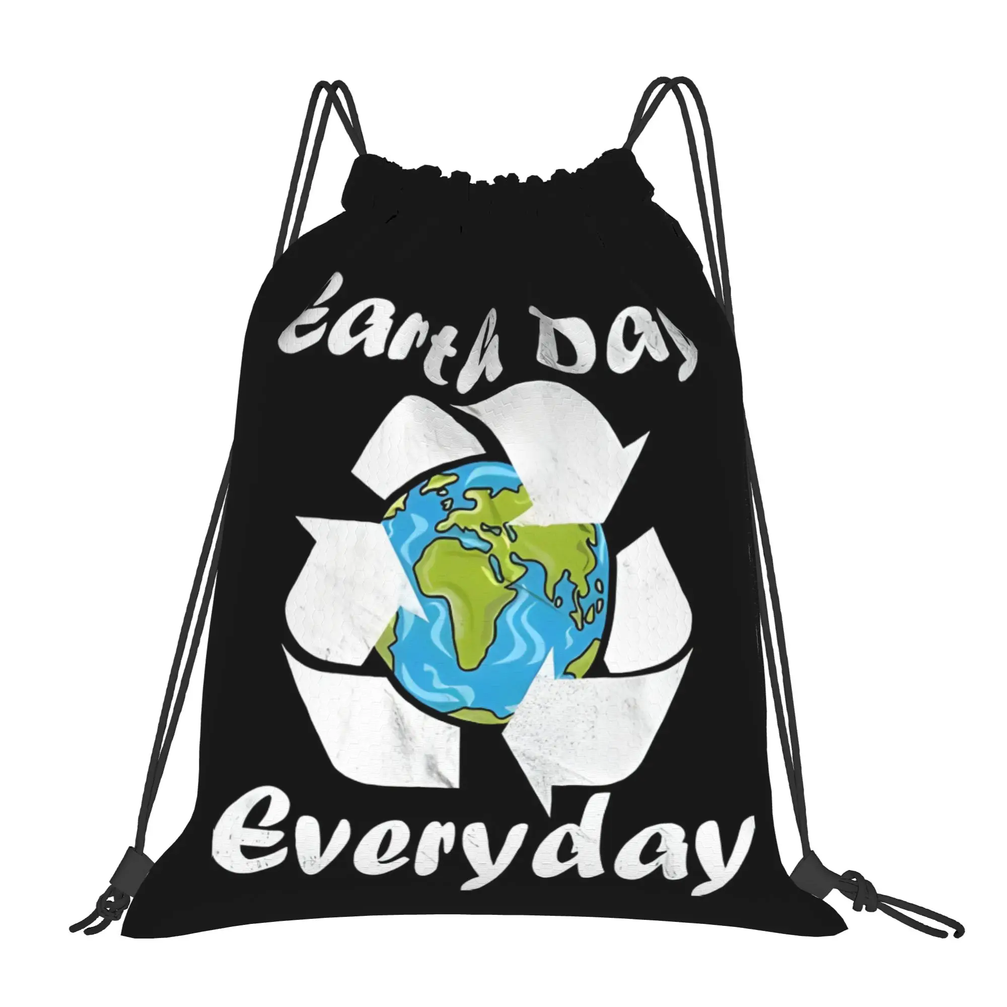 Earth Day Everyday Recycle 1  Multi-function Pocket Men Women Storage Backpack Teenager Travel Bag Print Drawstring Bags