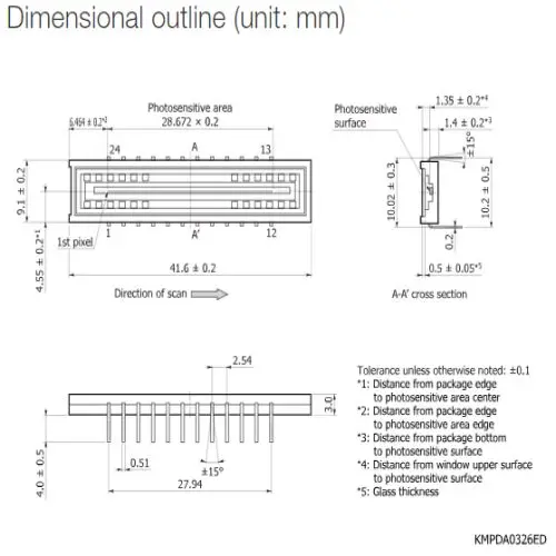 Sensor De Imagem Linear Fotônica Hamamatsu, S11639-01, CMOS