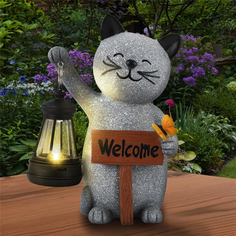 

【Flash-Deal!】High-Quality Animal Series Lanterns Kitten Light- Beautiful Resin Home Sculpture Decorations Ideal For Christmas, H