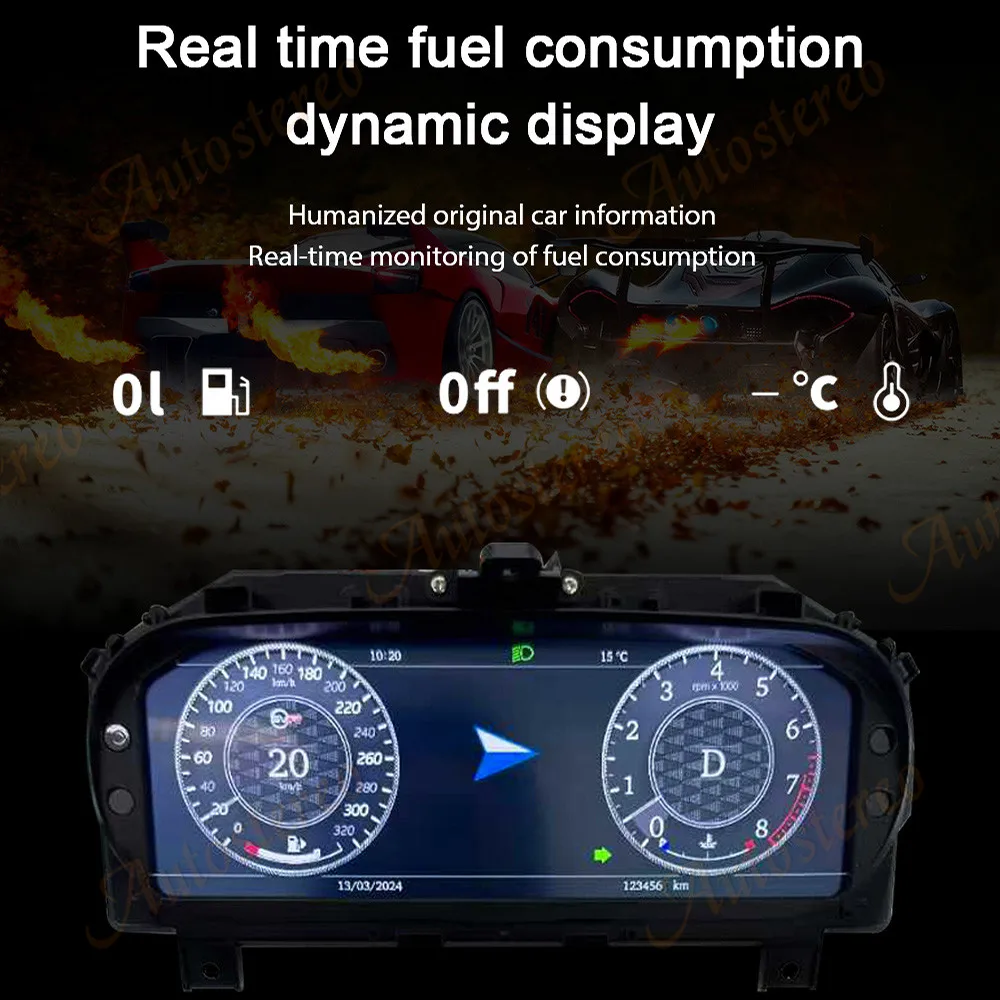 Full LCD Digital Speedometer 12.3 Inch High Performance Racing Car Dashboard Instrument Cluster For Jaguar F-TYPE 2013-2023