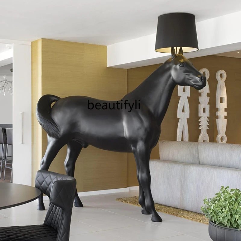 

Nordic Home Decoration Sculpture Horse Floor Lamp Hotel Living Room Office Light Luxury Crafts Ornaments