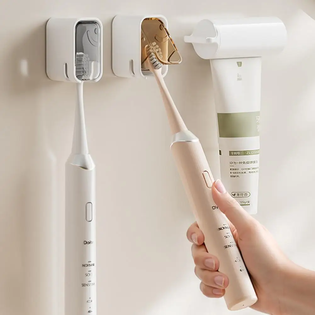 Electric Toothbrush Holder Wall Mounted Dust-proof Transparent No Drilling Adhesive Moisture-proof Waterproof Toothbrush Rack