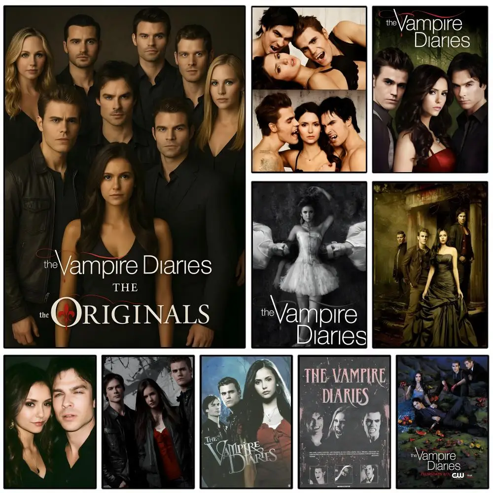 1pc The V-Vampire Diaries Movie Poster Self-adhesive Art Waterproof Paper Sticker Coffee House Wall Decor