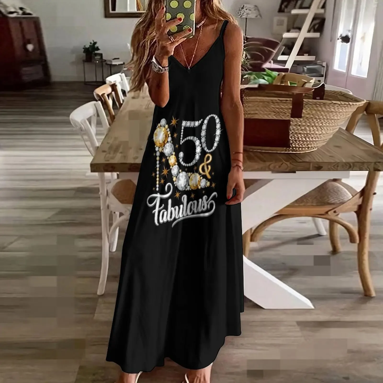 50th Birthday T-shirt. Fifty and Fabulous t shirt for ladies, women. Sleeveless Dress dress summer party dresses women