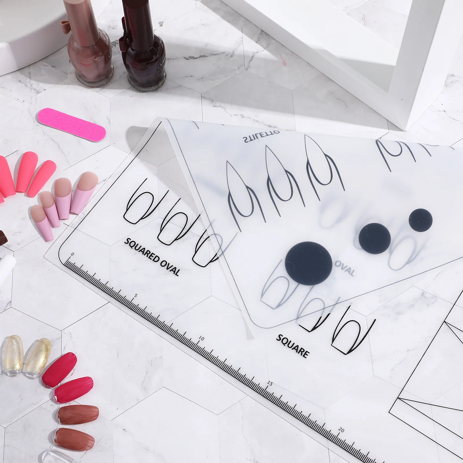 Estera artística, hoja de práctica de silicona, almohadilla de manicura reutilizable para herramienta de entrenamiento de uñas acrílicas, hoja de práctica de uñas, estera acrílica para decoración de uñas