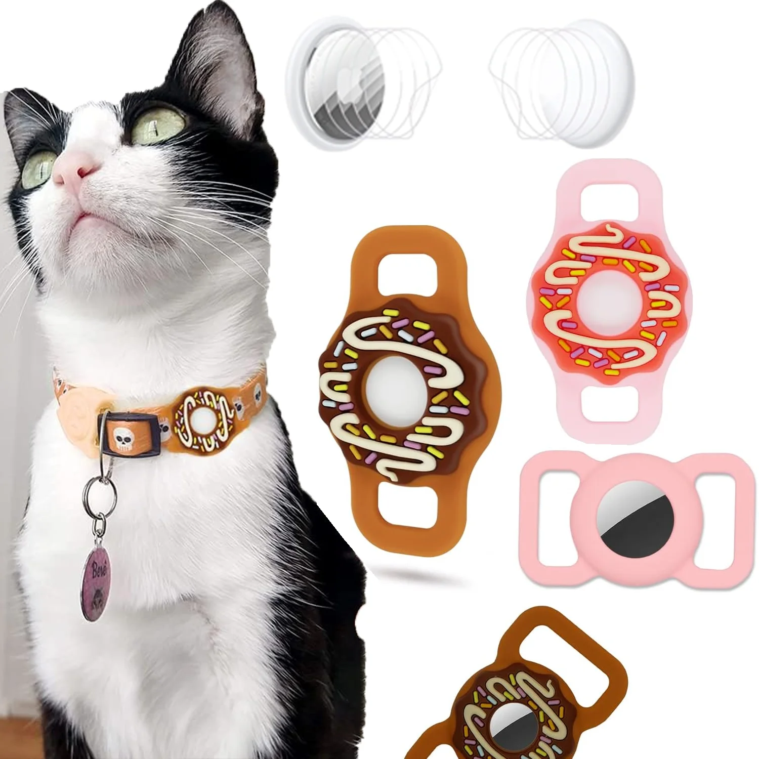 1/2 inch Airtag Cat Collar Holder, Air Tag Dog Collar Holder foe Tag, Anti-Lost Pet Collar Case Fit on Puppy  3/8