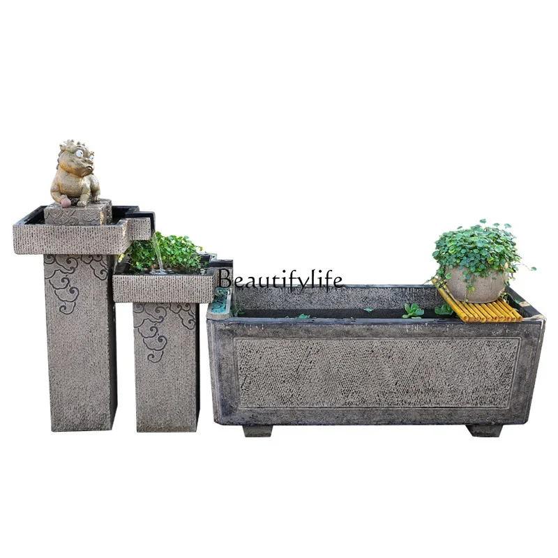 

Chinese-style flowing water ornament balcony outdoor layout landscaping fish pond water feature small fish tank