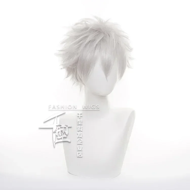 Anime Hunter x Hunter Killua Zoldyck Wigs Short Men Wig Cosplay Silver Shaggy Layered Heat Resistant Synthetic Hair Wigs Costume