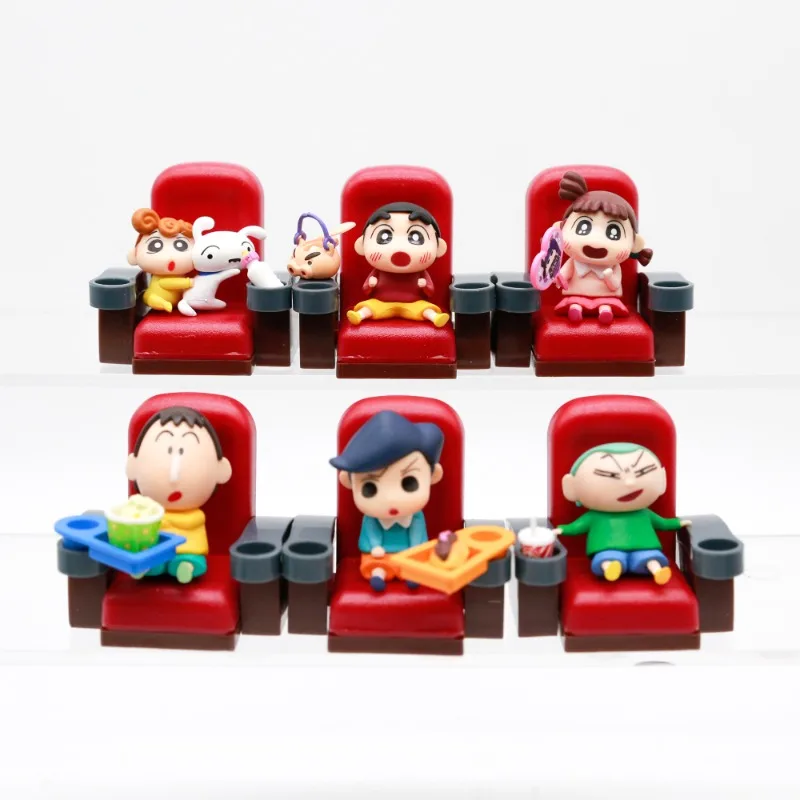 RE-MENT Crayon Shin-chan Kasukabe Cinema Theatre Blind Box Toys Miniature Scene Anime Figure Doll Toys Collect Ornaments